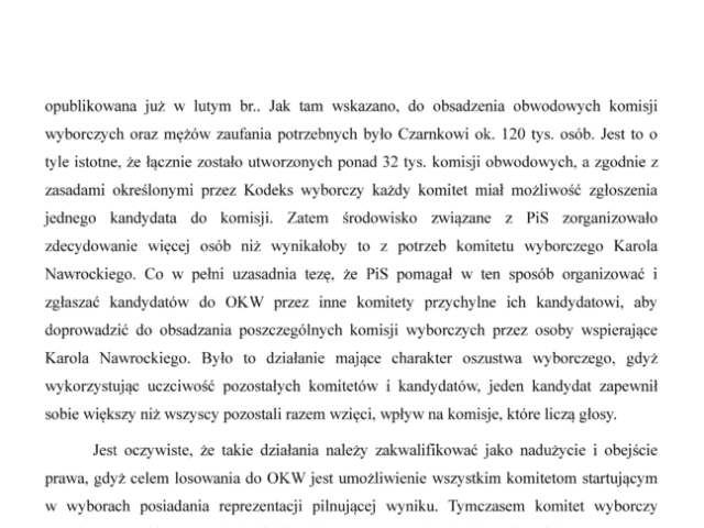 PROTEST przeciwko ważności wyborów Prezydenta RP przeprowadzonych w dniu 1 czerwca 2025 roku