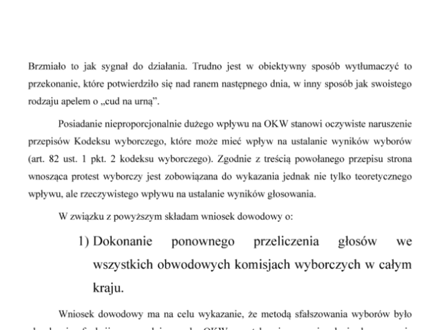 PROTEST przeciwko ważności wyborów Prezydenta RP przeprowadzonych w dniu 1 czerwca 2025 roku