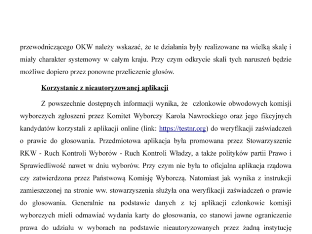 PROTEST przeciwko ważności wyborów Prezydenta RP przeprowadzonych w dniu 1 czerwca 2025 roku