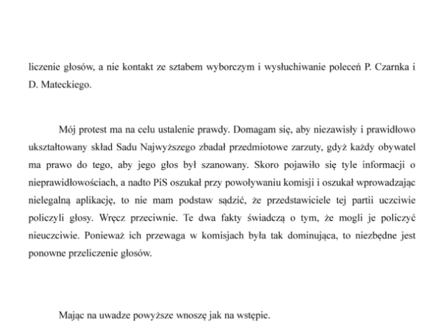 PROTEST przeciwko ważności wyborów Prezydenta RP przeprowadzonych w dniu 1 czerwca 2025 roku